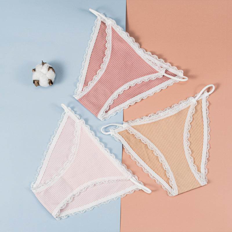 Lace Low Waist Thin Underwear Set
