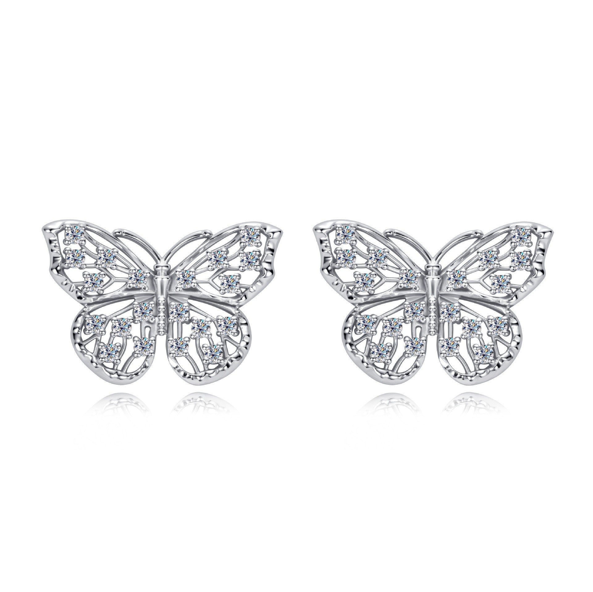 Butterfly Hollow Stud Earrings S925 Silver Stud