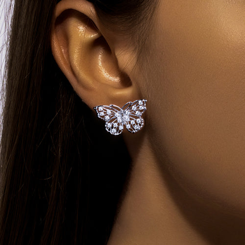 Butterfly Hollow Stud Earrings S925 Silver Stud